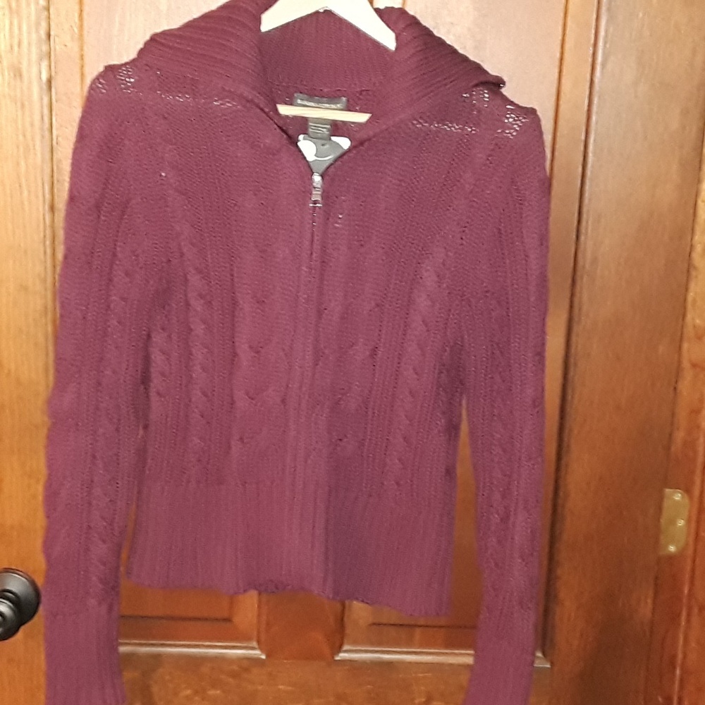 Banana Republic Zip Sweater Burgundy S - Picture 5 of 6